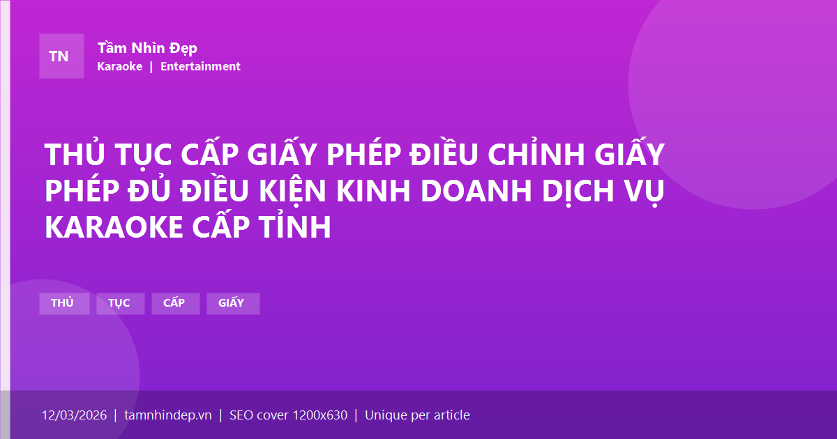 THỦ TỤC CẤP GIẤY PHÉP ĐIỀU CHỈNH GIẤY PHÉP ĐỦ ĐIỀU KIỆN KINH DOANH DỊCH VỤ KARAOKE CẤP TỈNH